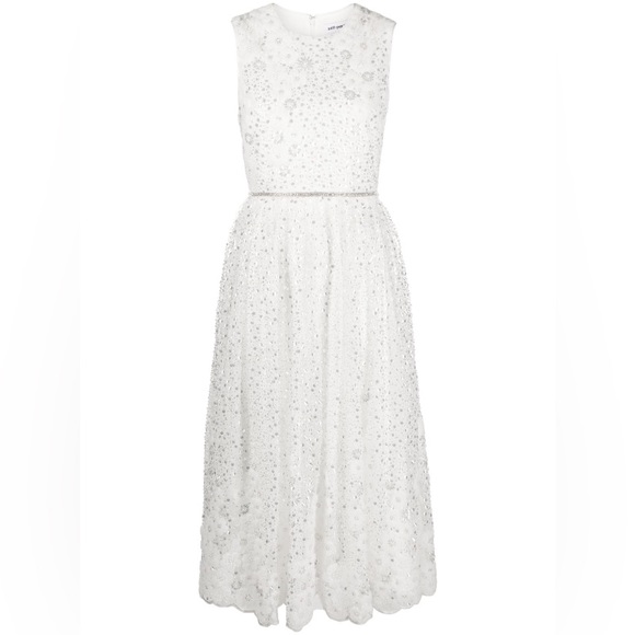 self portrait white beaded sequin dress Self-Portrait | Dresses | Midi fc:MerchandiseCollection:ETHEREAL SHORES Morningstar Pinup: Marilyn Monroe Color:M-Champagne Sparkling flower motifs add